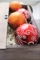 Christmas toys in a wooden box