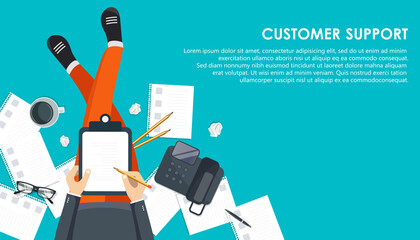Live support banner. Business customer care service concept. Icon for contact us, support, help, phone call and website click. Flat vector illustration.