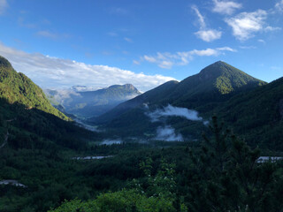 mountains and clouds