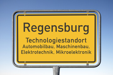 Werbetafel, Regensburg, Technologiestandort, (Symbolbild)