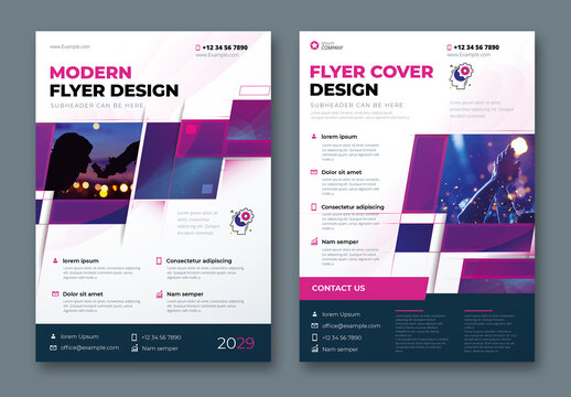 Business Flyer Layout with Purple Elements