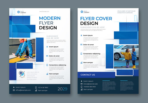 Business Flyer Layout with Blue Elements