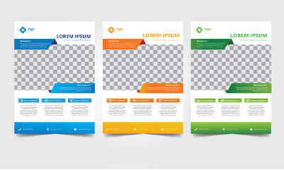 simple blue, orange, green corporate flyer, brochure, lealet, poster template

