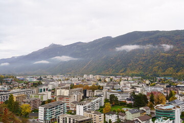 Fototapeta na wymiar Amazing Autumn in Martigny, Canton of Valais, Switzerland