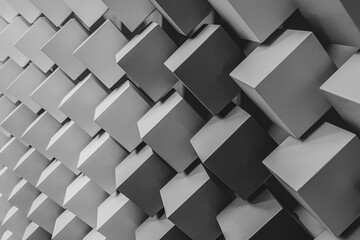 A group of empty boxes. Black and white image. 3D illustration. cardboard