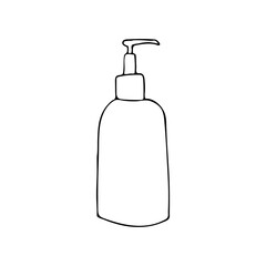 Doodle cosmetology product container. Hand drawn liquid soap container in vector. Doodle liquid soap icon in vector