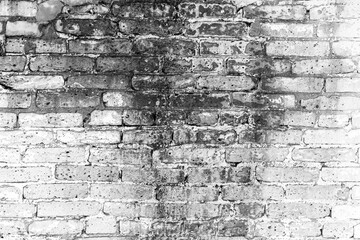 Brick wallpaper, texture. Background for creative design. The white old wall is covered with mold.
