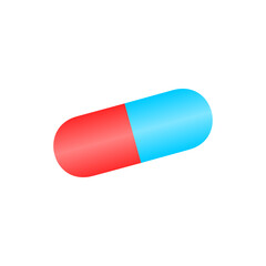 Medical pill icon on the white background. Medicine, pharmacy, hospital of drugs. Medication, pharmaceutics concept. Vector illustration. Drugs flat icon: pill, capsule, bottle.
