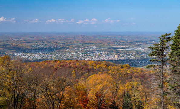 Panorama of the cityscape of Uniontown from Dunbar's Knob in nearby Jumonville