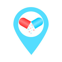 Medicine location map pin icon. Element of map point for mobile concept and web apps. Icon for website design and development, app development. Premium hospital, clinic, pharmacy icon sign