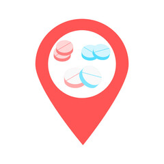 Medicine location map pin icon. Element of map point for mobile concept and web apps. Icon for website design and development, app development. Premium hospital, clinic, pharmacy icon sign