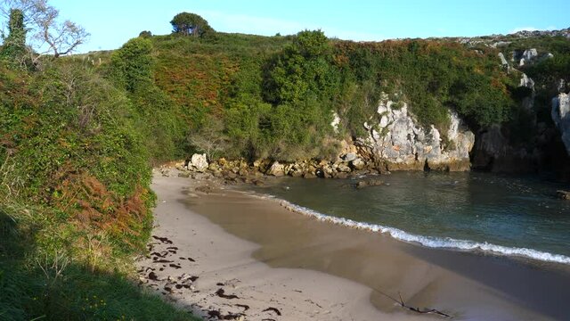 Gulpiyuri beach in its entirety, considered the smallest beach in the world separated from the coastline, a true whim of nature