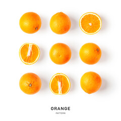 Orange citrus fruits collection and creative pattern