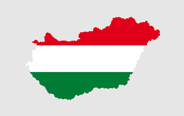 Hungary vector map with flag	
