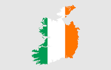 Ireland vector map with flag	
