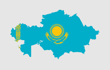 Kazakhstan vector map with flag	
