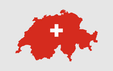 Switzerland vector map with flag	
