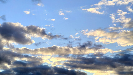 Naklejka na ściany i meble Wide banner Blue sky background with gray clouds