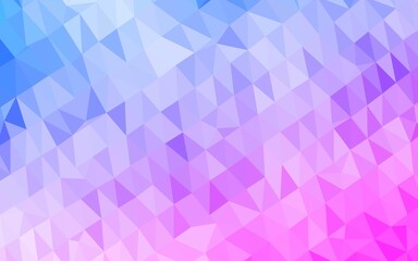 Light Pink, Blue vector blurry triangle pattern.