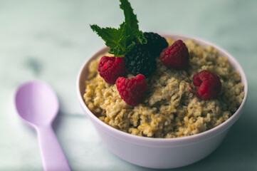 Oatmeal and berries breakfast