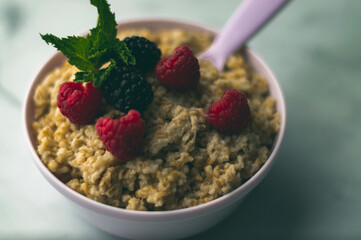 Oatmeal and berries breakfast