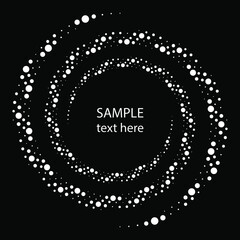 White spiral halftone dotted stripes. Geometric art. Trendy design element for frame, logo, tattoo, sign, symbol, web, prints, posters, template, pattern and abstract background