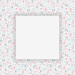 Concept of Christmas frame with decorations. Xmas background. Vector