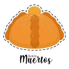 Dia de los muertos sticker with a bread - Vector