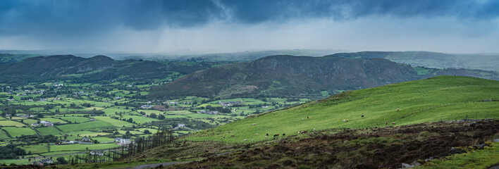 The beautiful scenery of beautiful landscape from the top of Slieve Gullion Forest Park. Photo was taken in Co Armagh, Northern Ireland.