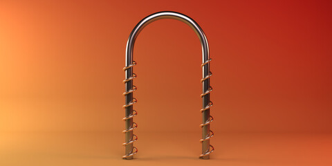 Abstract geometric shape with a metal arch for the product. minimal concept. 3d rendering