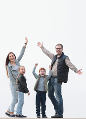 Fototapeta premium happy family with kids standing together