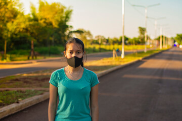 portrait of woman wearing chinstrap