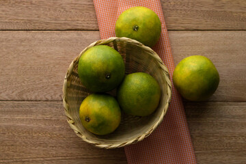 oranges on a wooden table