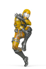 battle pilot is dancing in white background