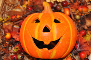 Halloween pumpkin head.Halloween pumpkin head scary face with evil eye jack spooky creepy horror nightmare