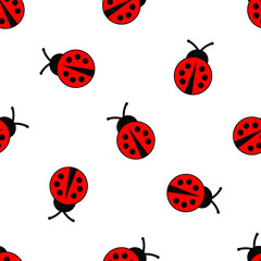 Seamless background with ladybug. Simple pattern. colored trendy vector illustration. Cartoon style. Flat design. Seamless pattern. flyer, congratulation, invitation, poster, banner, card, web