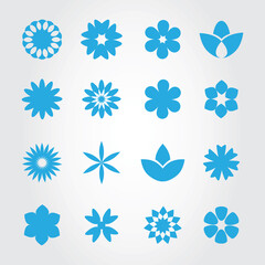 Fototapeta na wymiar Flower icon set - isolated on background. Collection of trendy flower icons in flat style. Flower template for sticker, label, tag and logo. Flower vector