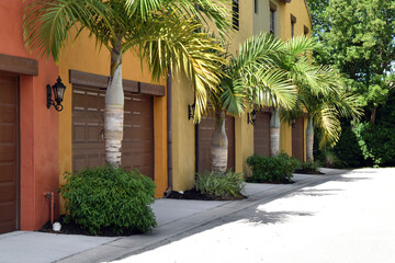 Palm Trees Between Garage Doors
