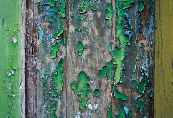 Old wooden door with peeling paint, Diamantina, Brazil