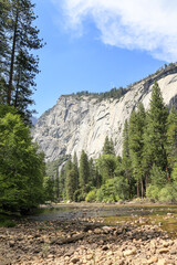 Merced river going through Yosemite National Park