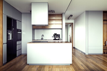 3d render modern home interior, living room