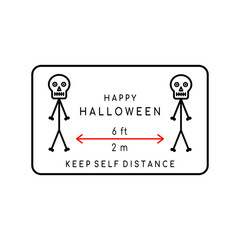 Social distancing at Halloween event. Keep distance 2meter or 6 feet . Instruction  against the spread of the novel corona virus . Simple icon vector illustration eps 10,Isolated on white background