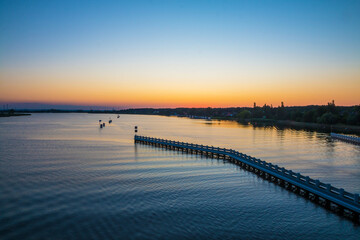 Fototapeta premium Bridge over the river “Dead Vistula” in Sobieszewo / Poland