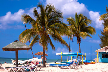 Relaxing on the beach on Grand Bahama island in the Caribbean
