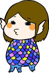 手描きの可愛いアマビエ　ヘアチェンジ