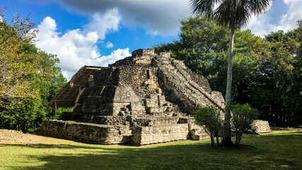 Fototapeta na wymiar Mayan pyramid at Chacchoben in Costa Maya, Mexico