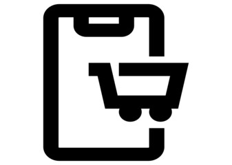 smartphone shopping trolley  icon for apps and website