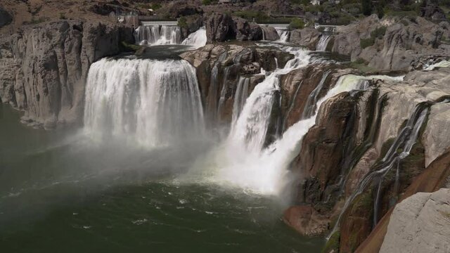 Gigantic Waterfall Cascading into River | Shoshone Falls in Idaho | 4K