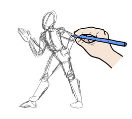 Sketch of body dancing