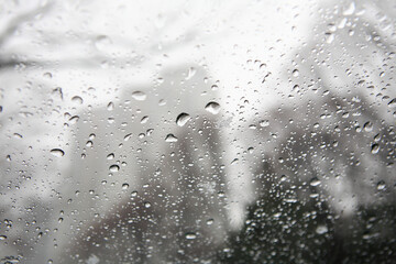 冬の雨車窓
